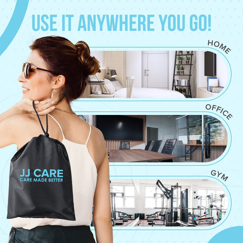 JJ CARE Neck Stretcher - Cervical Traction Device for Chiropractor - Cervical Neck Traction Device Over The Door for Home Use - 6-Piece Set Neck Sling for Home Physical Therapy with Door Stop Sign